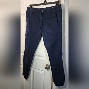 OPB Original Paperbacks 1974 Cago pants S draw string elastic leg USA dyed blue